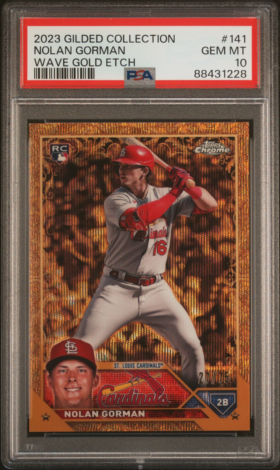 2023 Topps TOPPS GILDED COLLECTION WAVE GOLD ETCH #141 Nolan Gorman front