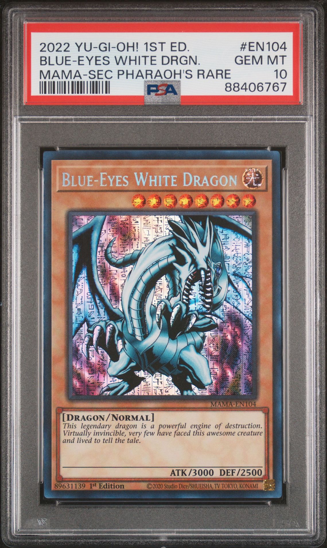 2022 Yu-Gi-Oh! YU-GI-OH! MAMA-MAGNIFICENT MAVENS SEC PHARAOH'S RARE #EN104 Blue-Eyes White Drgn. front