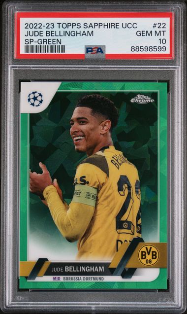2022-23 Topps Chrome Sapphire Edition Uefa Club Competitions Jude Bellingham #22 (Sp-Green) Gem Mt 10 front