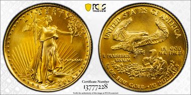 1986 $10 Gold Eagle MS70