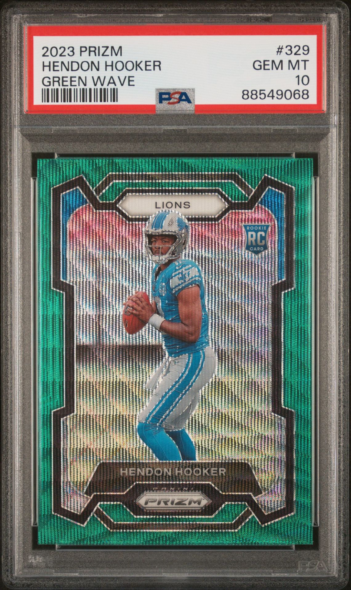 2023 Panini Prizm Hendon Hooker #329 (Green Wave) Gem Mt 10 front
