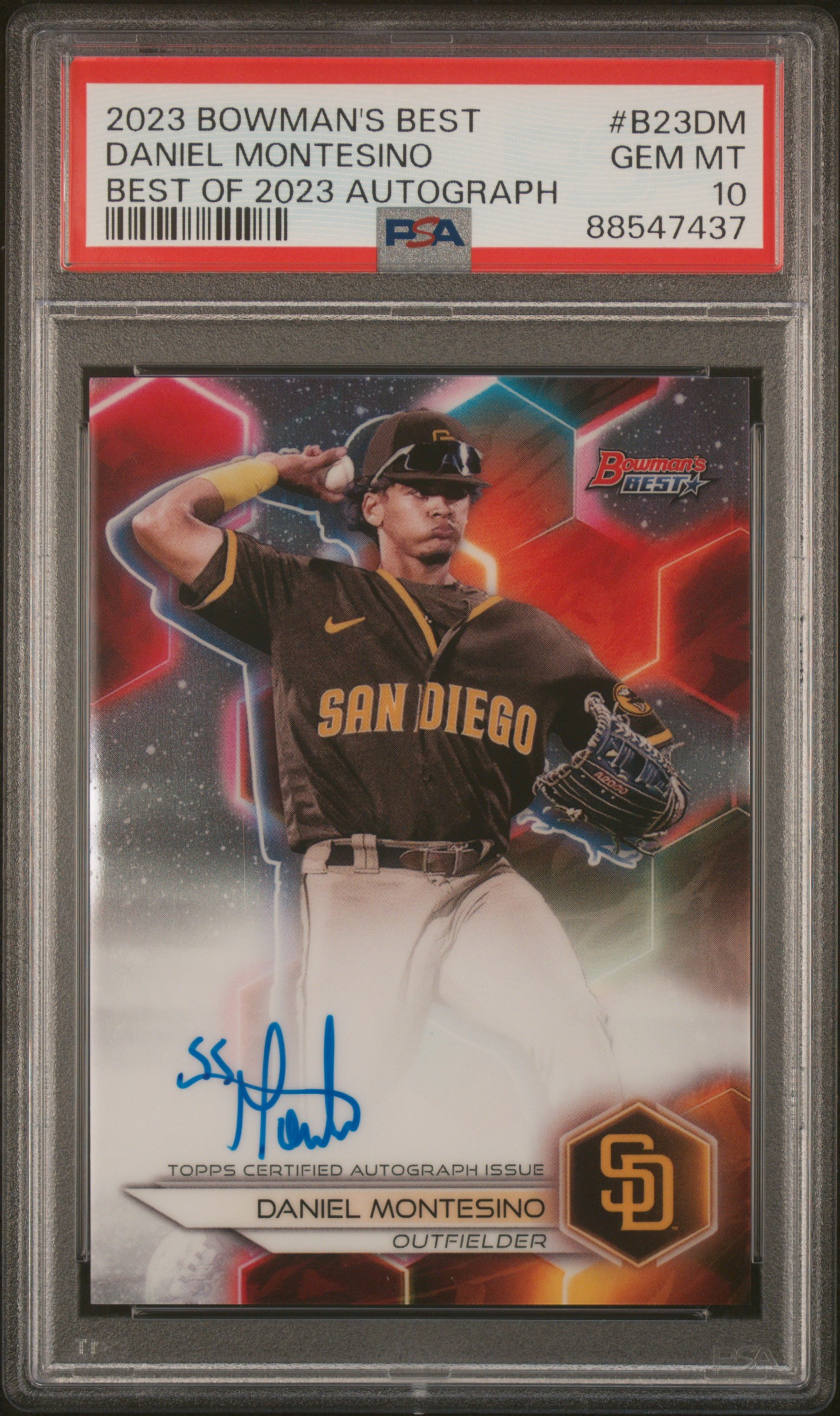 2023 Bowman's Best Best Of 2023 Autographs Daniel Montesino #B23Dm Gem Mt 10 front