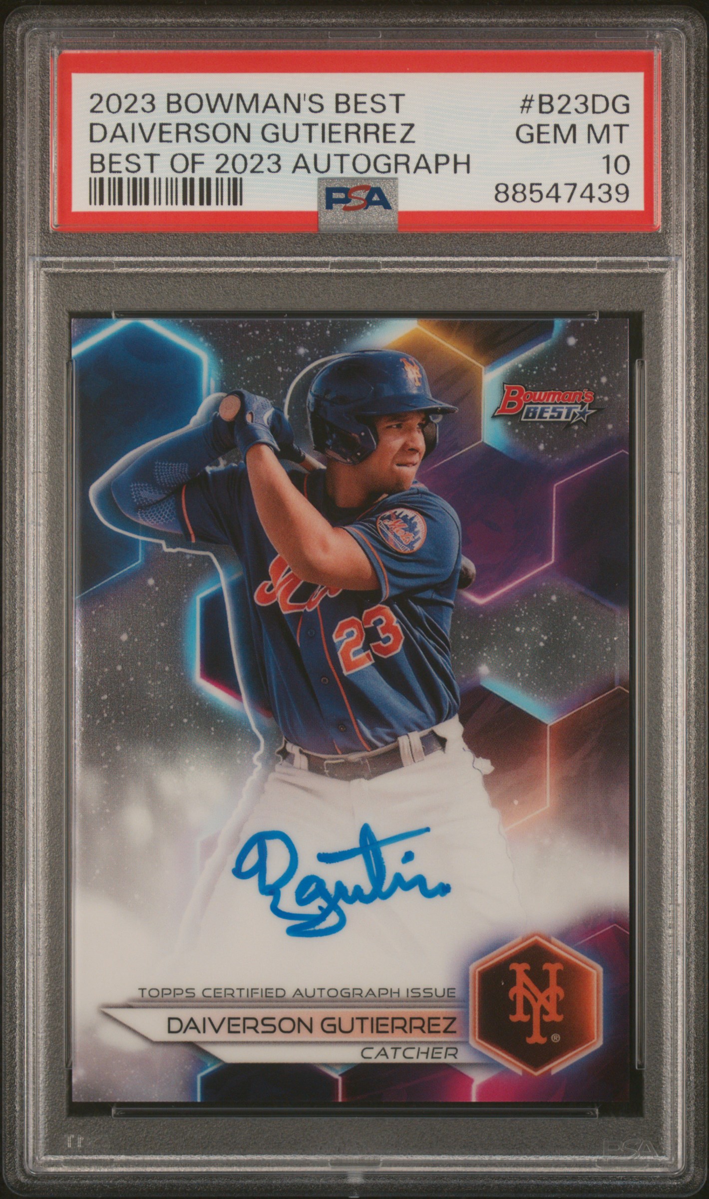 2023 Bowman's Best Best Of 2023 Autographs Daiverson Gutierrez #B23Dg Gem Mt 10 front