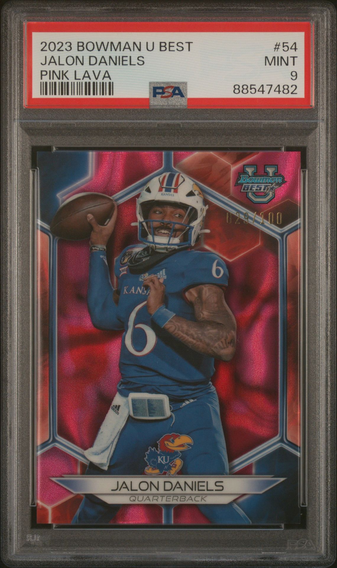 2023 Bowman University Best Jalon Daniels #54 (Pink Lava) Mint 9 front