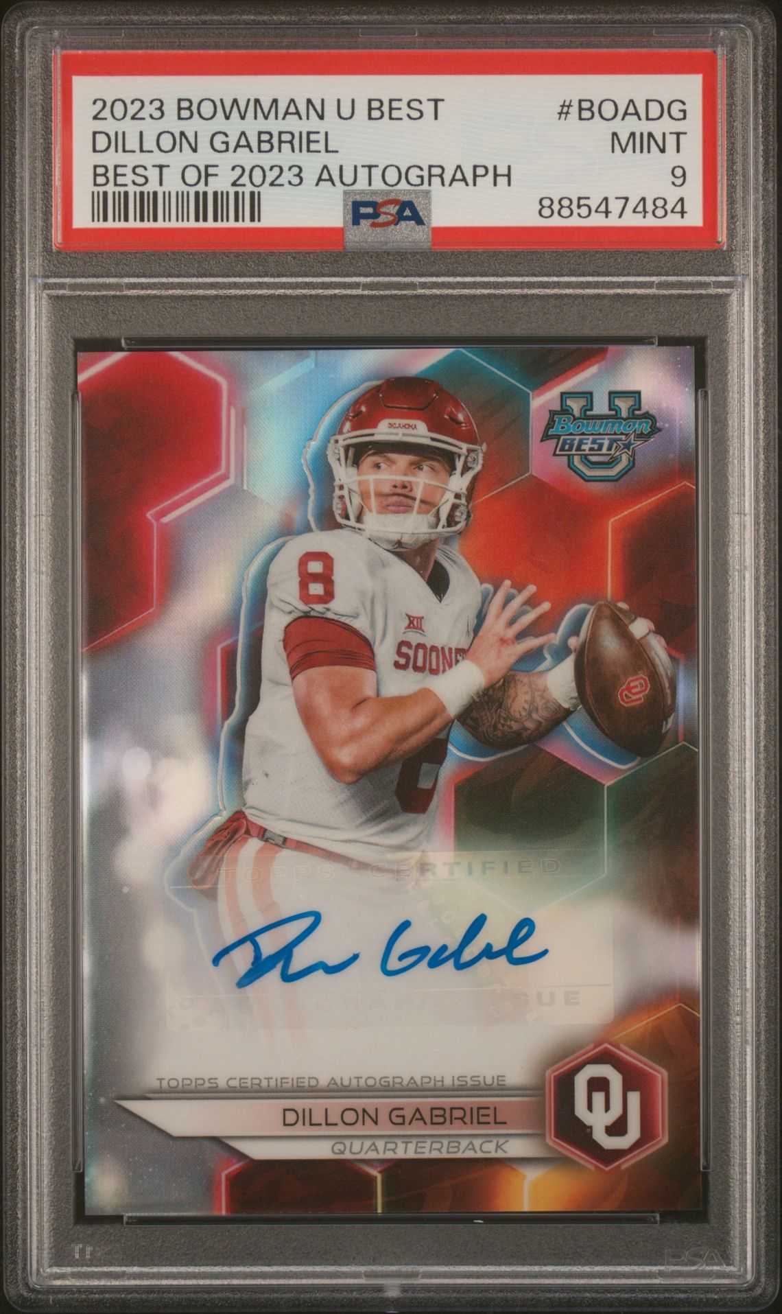 2023 Bowman University Best Best Of 2023 Autographs Dillon Gabriel #Boadg Mint 9 front