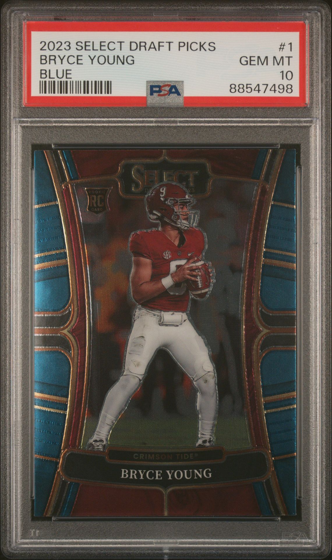 2023 Panini Select Draft Picks Bryce Young #1 (Blue) Gem Mt 10 front