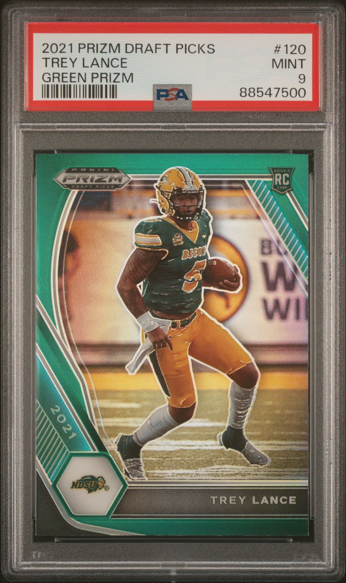 2021 Panini Prizm Draft Picks Trey Lance #120 (Green Prizm) Mint 9 front