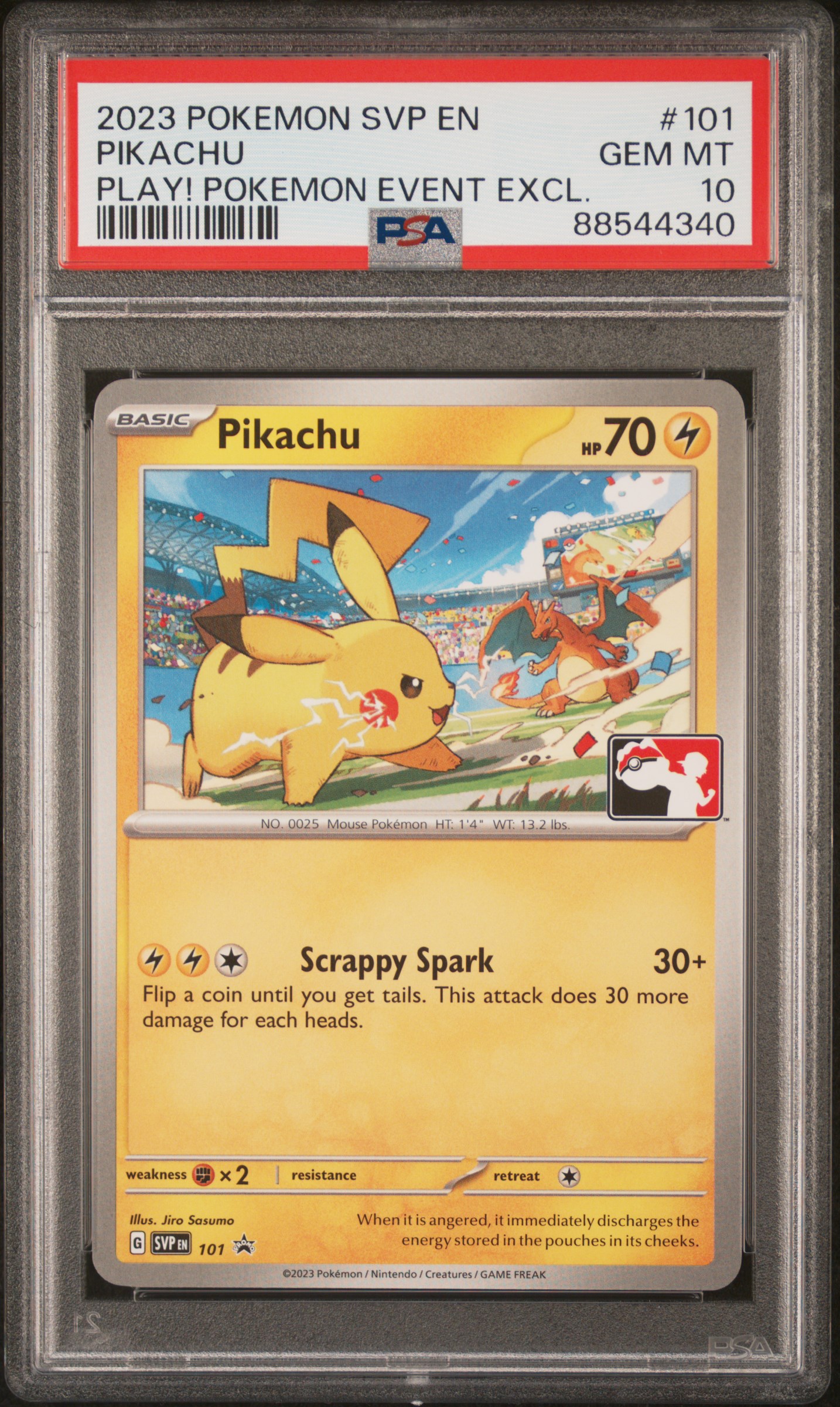 2023 Pokemon Svp En-Sv Black Star Promo Pikachu #101 (Play! Pokemon Event Excl.) Gem Mt 10 front