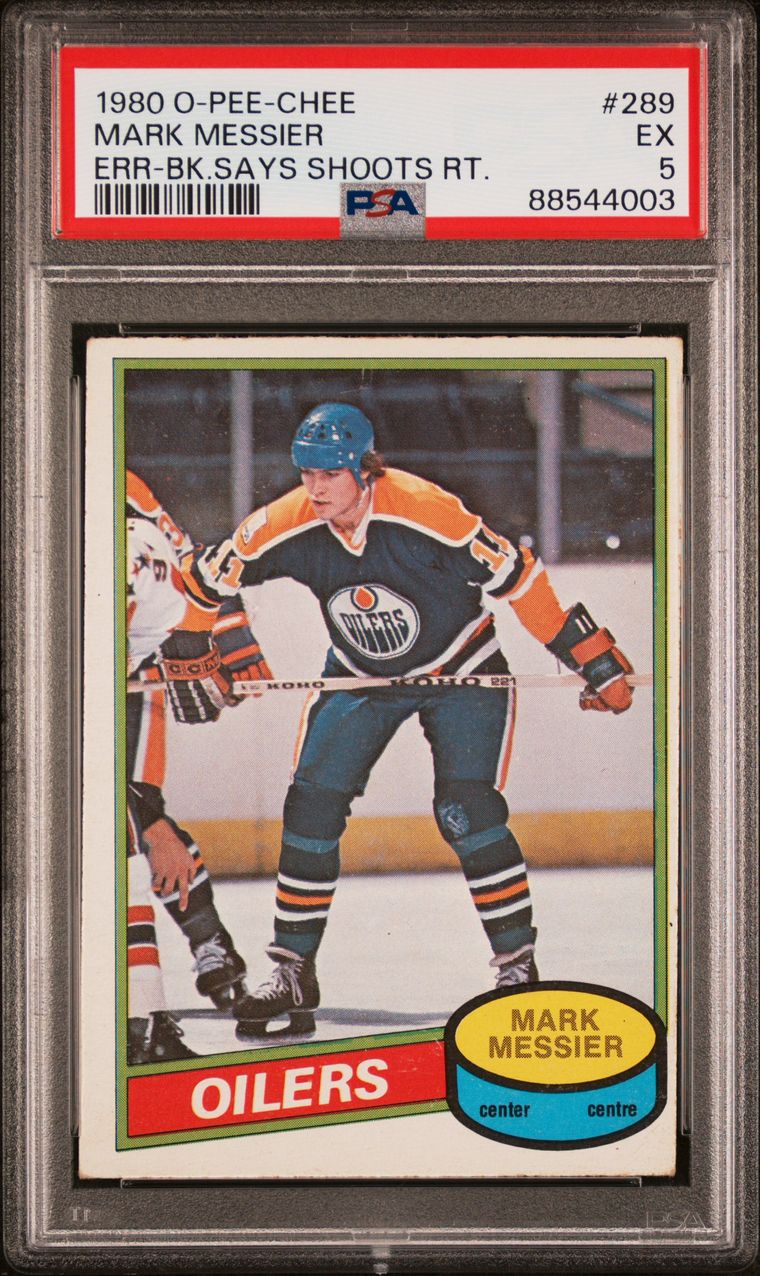 1980 O-PEE-CHEE 289 MARK MESSIER ERROR-BACK SAYS SHOOTS RIGHT Front