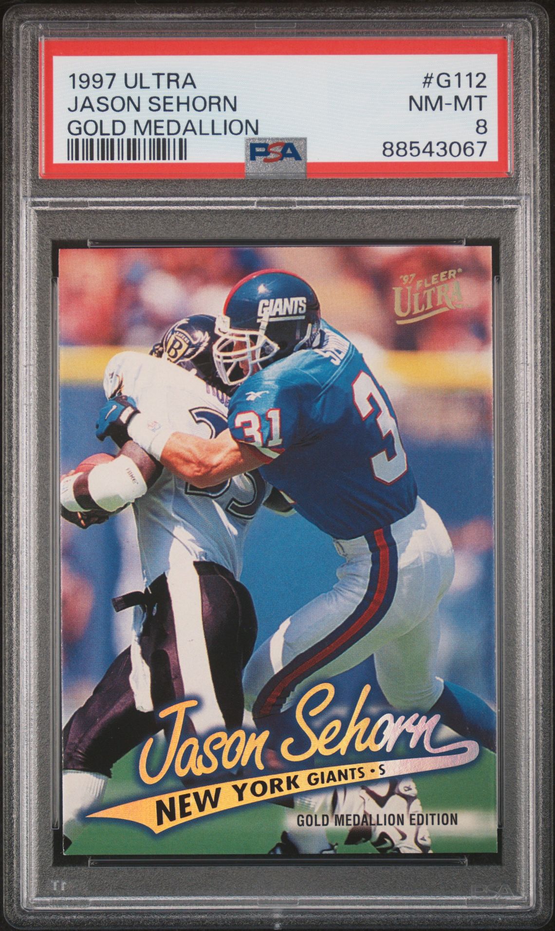 1997 Ultra Jason Sehorn #G112 (Gold Medallion) Nm-Mt 8 front
