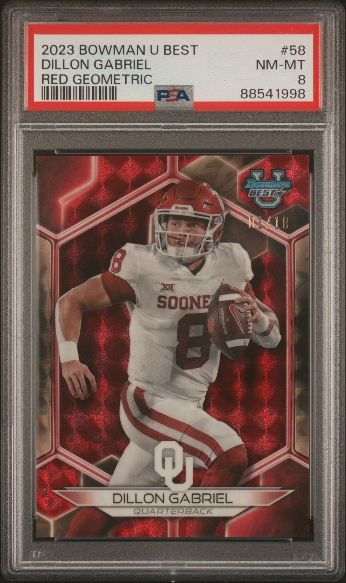2023 Bowman University Best Dillon Gabriel #58 (Red Geometric) Nm-Mt 8 front