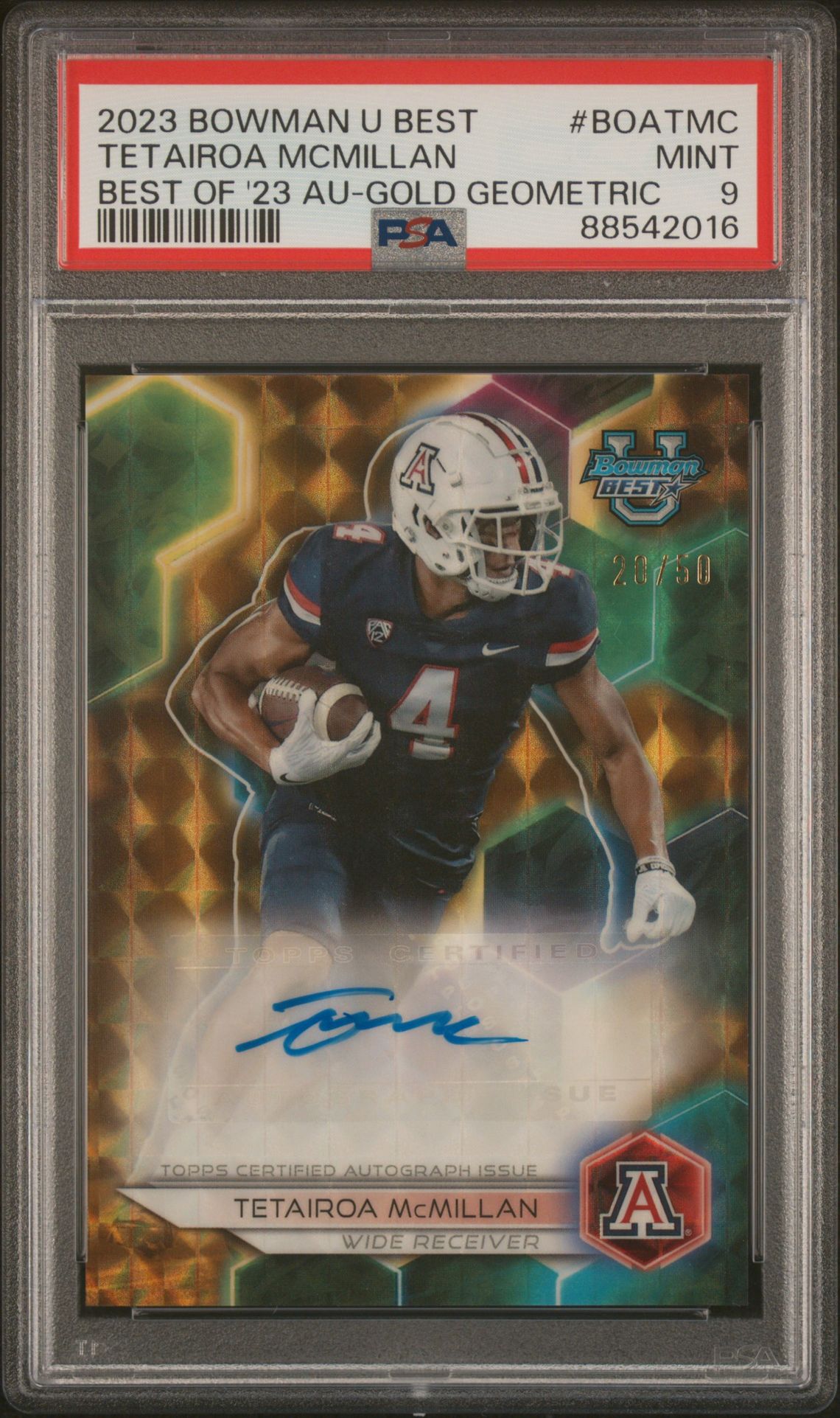 2023 Bowman University Best Best Of 2023 Autographs Tetairoa Mcmillan #Boatmc (Best Of '23 Au-Gold Geometric) Mint 9 front