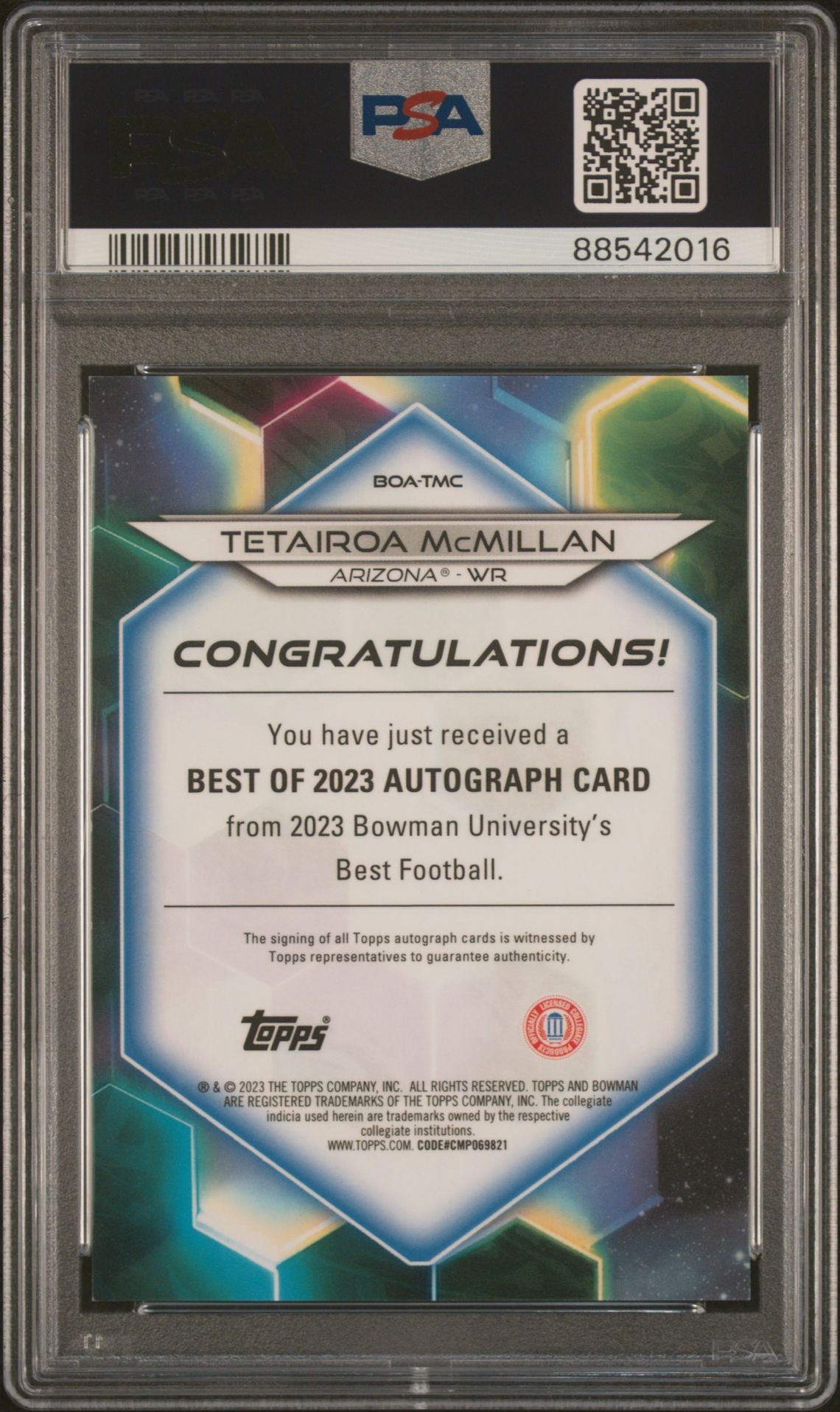 2023 Bowman University Best Best Of 2023 Autographs Tetairoa Mcmillan #Boatmc (Best Of '23 Au-Gold Geometric) Mint 9 back