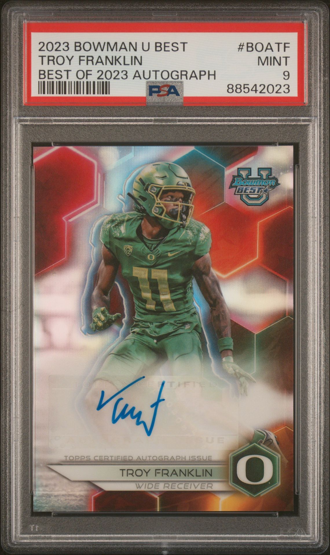 2023 Bowman University Best Best Of 2023 Autographs Troy Franklin #Boatf Mint 9 front