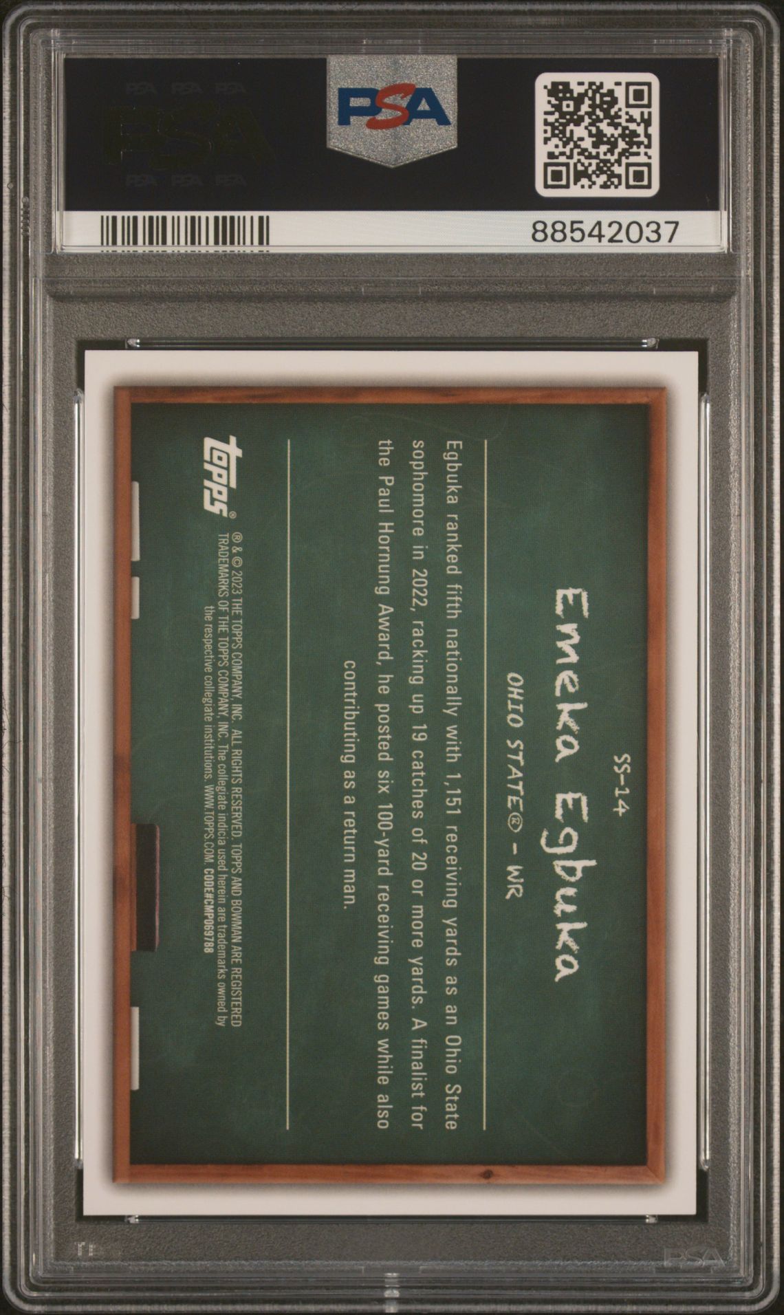 2023 Bowman University Best Studious Stars Emeka Egbuka #Ss14 (Studious Stars-Geometric) Gem Mt 10 back