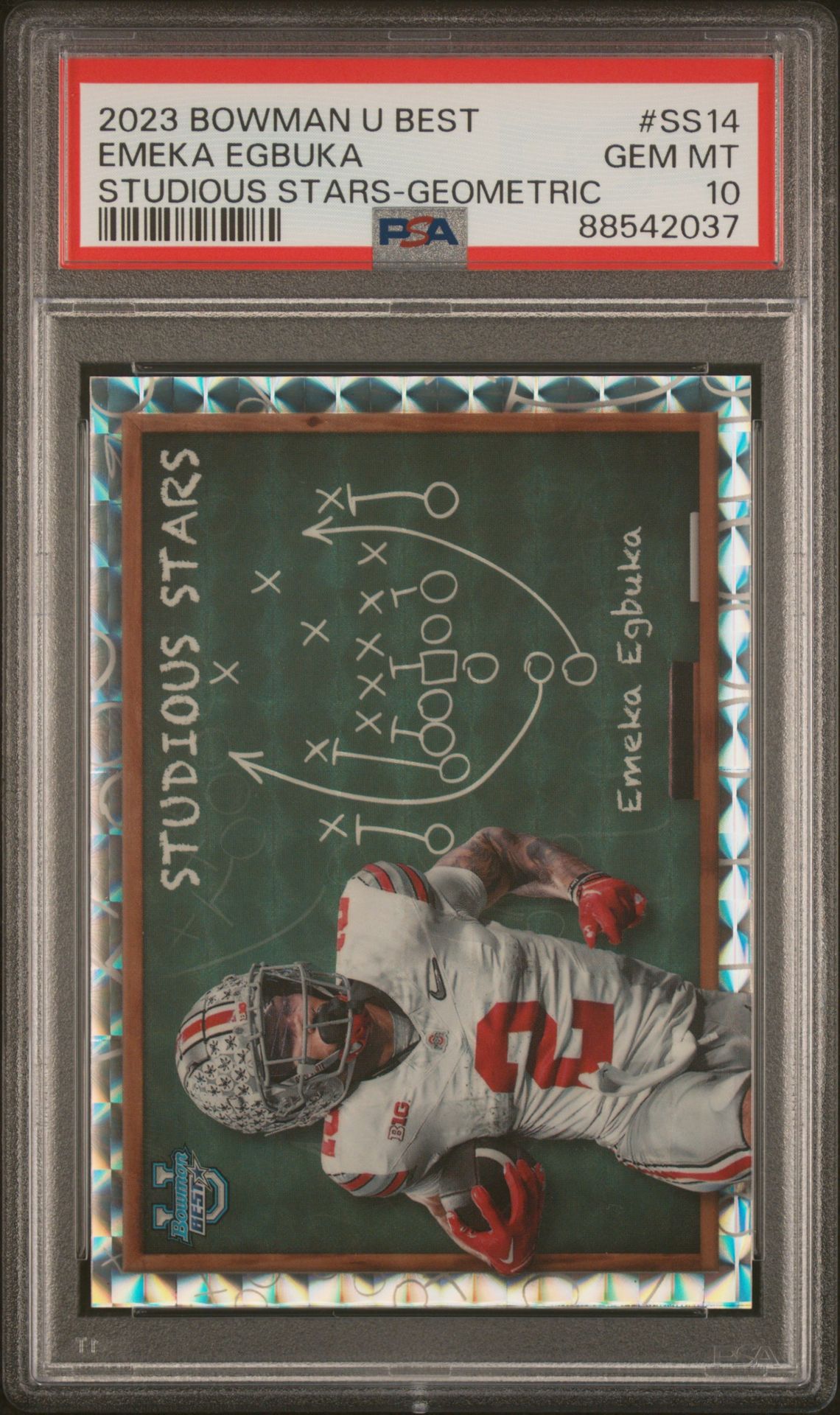 2023 Bowman University Best Studious Stars Emeka Egbuka #Ss14 (Studious Stars-Geometric) Gem Mt 10 front