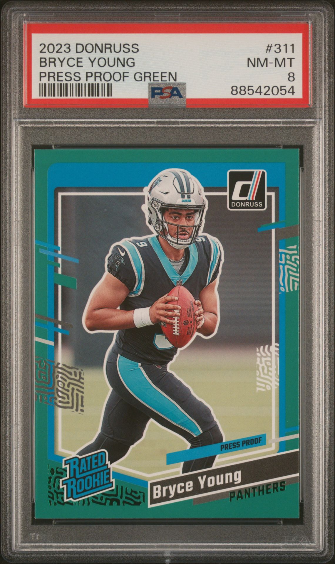2023 Panini Donruss Bryce Young #311 (Press Proof Green) Nm-Mt 8 front