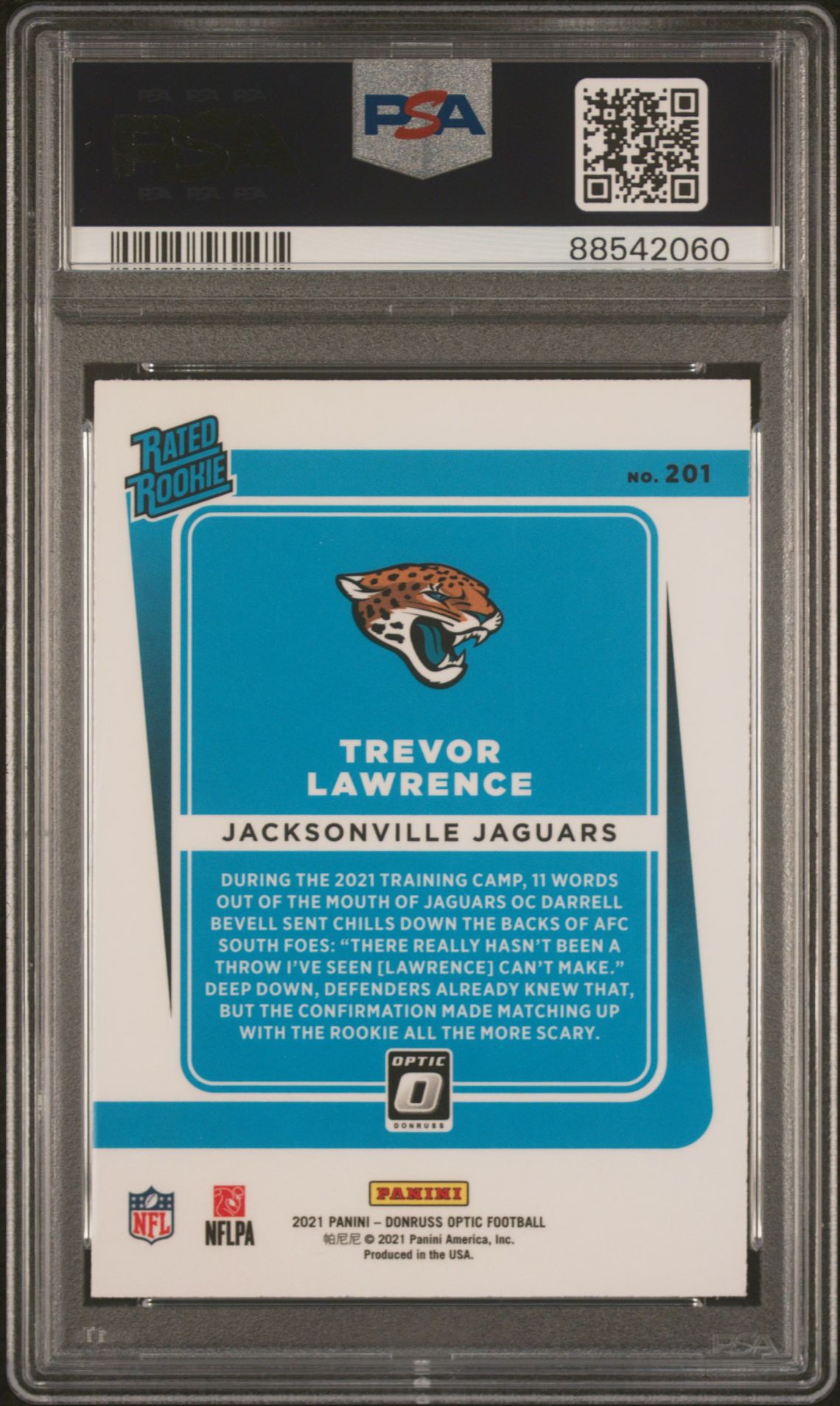 2021 Panini Donruss Optic Trevor Lawrence #201 Mint 9 back