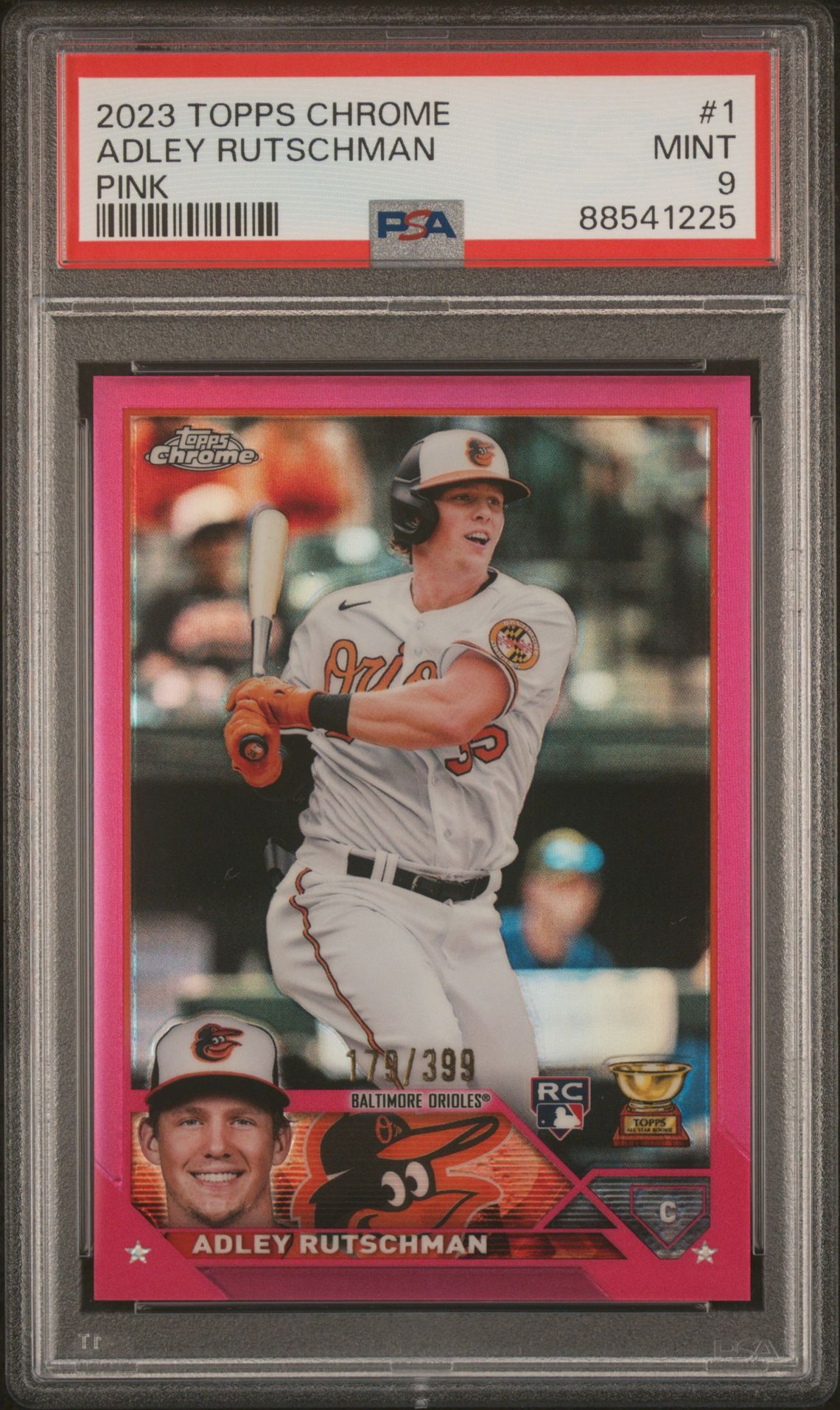 2023 Topps Chrome TOPPS CHROME PINK REFRACTOR #1 Adley Rutschman front