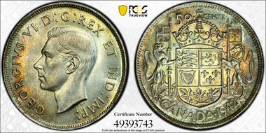 1942 50C Wide Date MS63