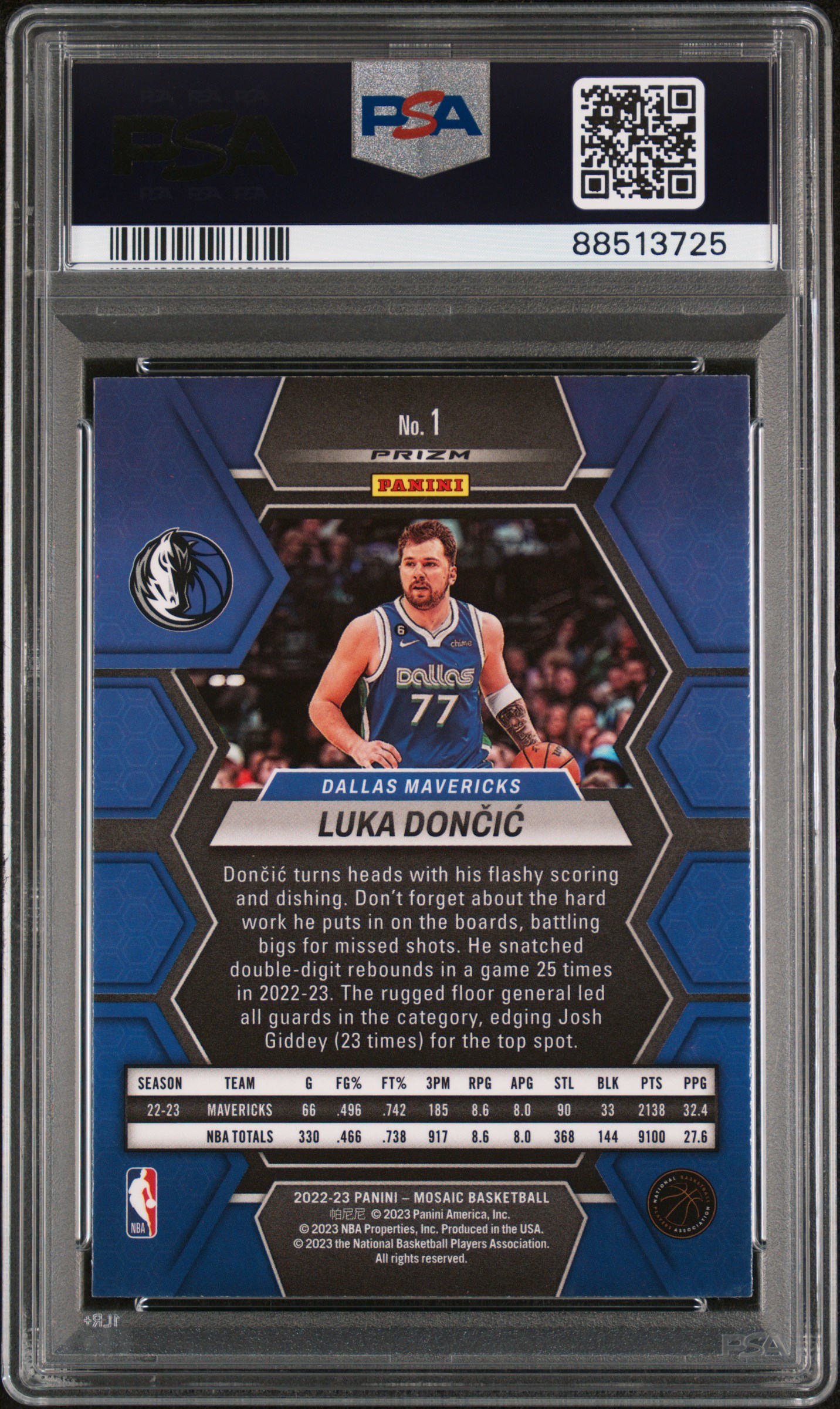 2022 Panini Mosaic Luka Doncic #1 (Silver) back
