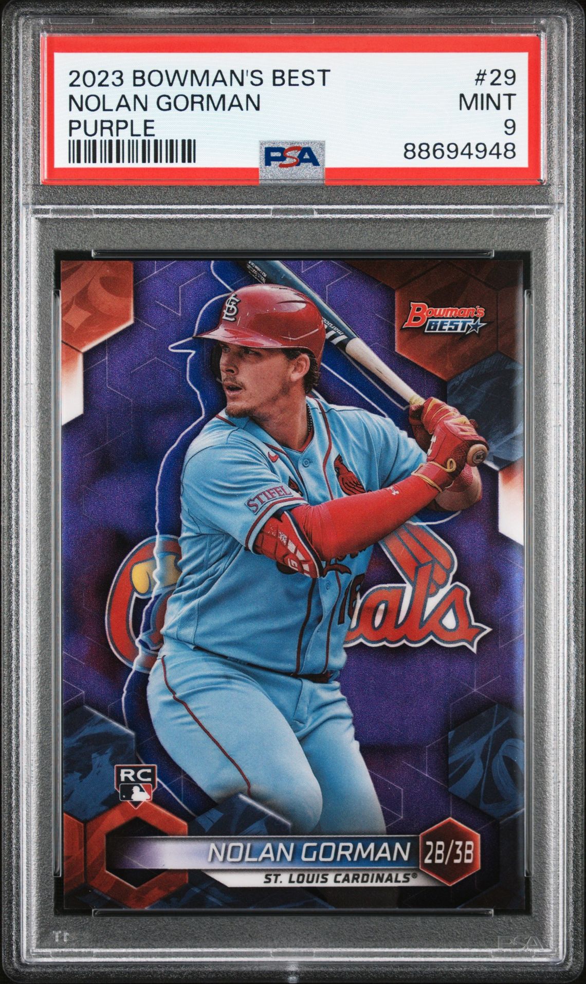 2023 Bowman BOWMAN'S BEST Purple Refractor #29 Nolan Gorman front