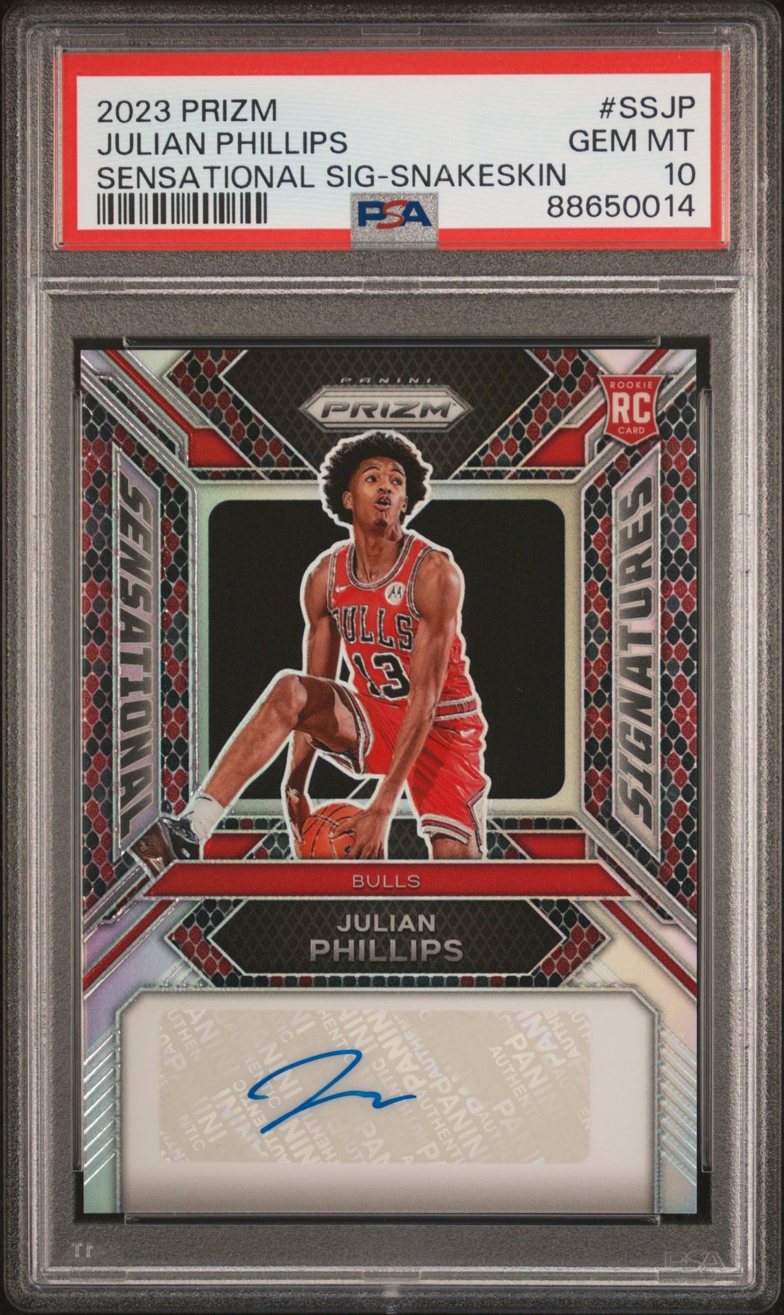 2023 Panini PANINI PRIZM SENSATIONAL SIGNATURES SNAKESKIN #SSJP Julian Phillips front
