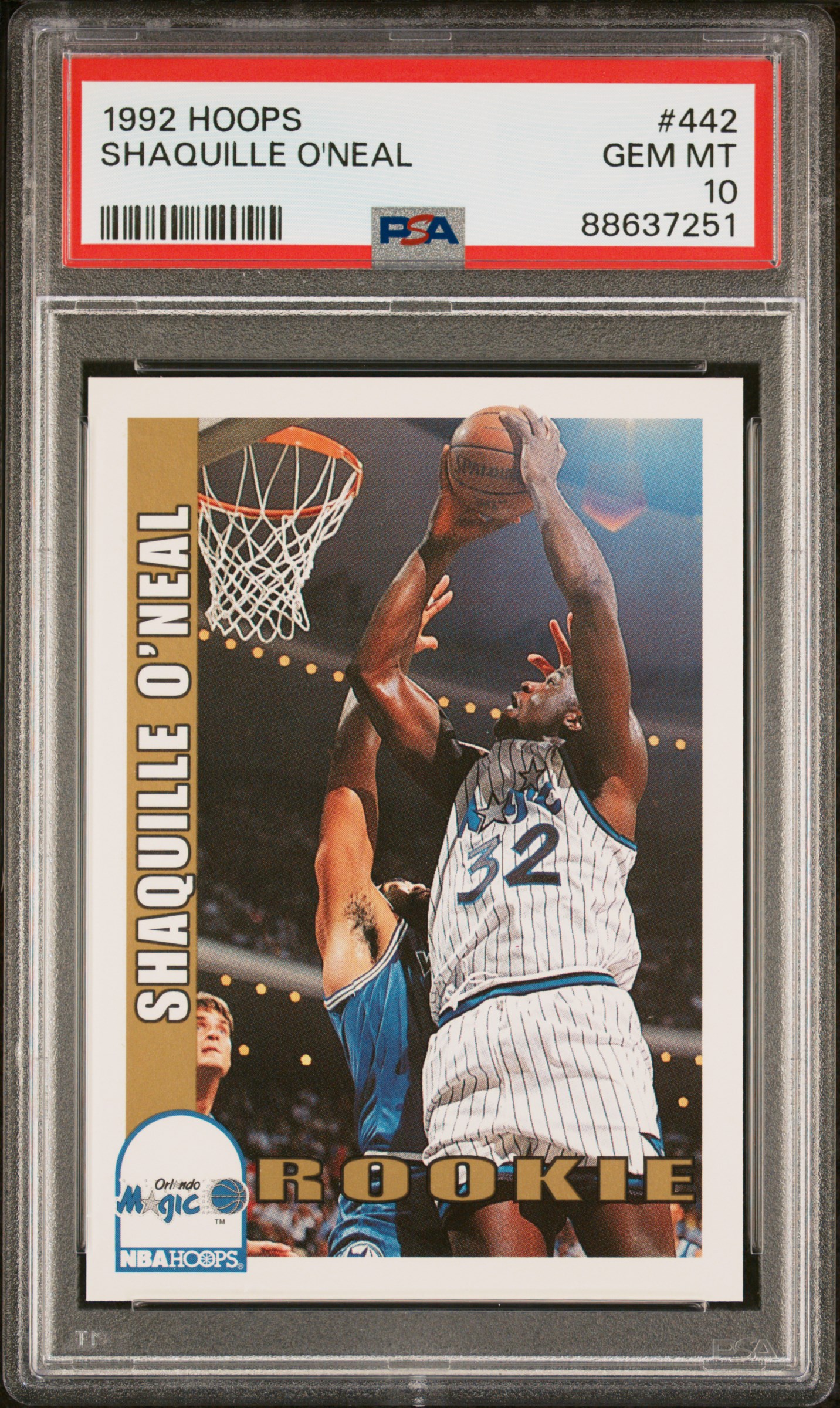 1992-93 Hoops #442 Shaquille O'Neal Rookie Card– PSA GEM MT 10