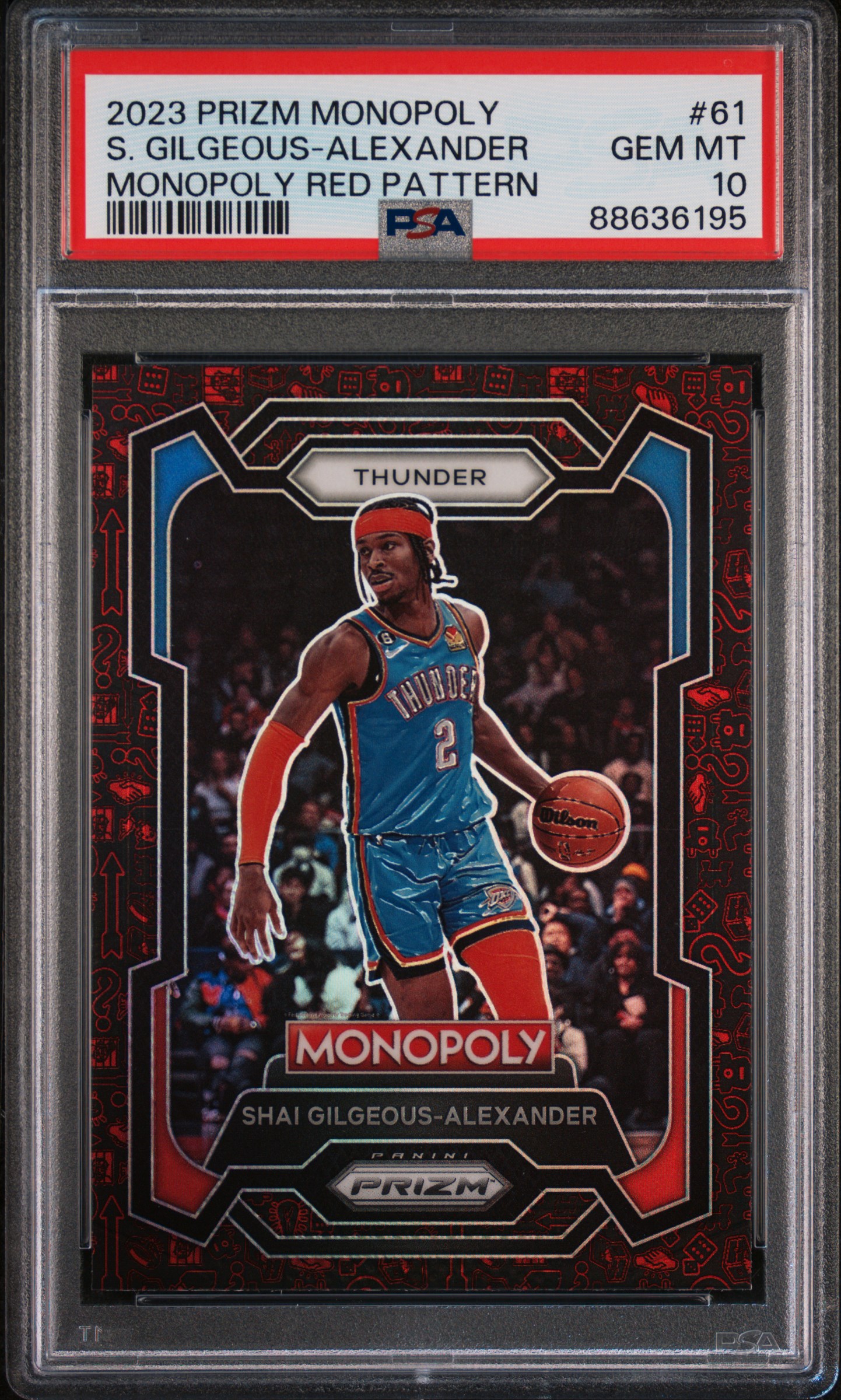 2023-24 Panini Prizm Monopoly Monopoly Red Pattern #61 Shai Gilgeous-Alexander – PSA GEM MT 10