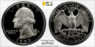 1992-S 25C Silver PR70DCAM