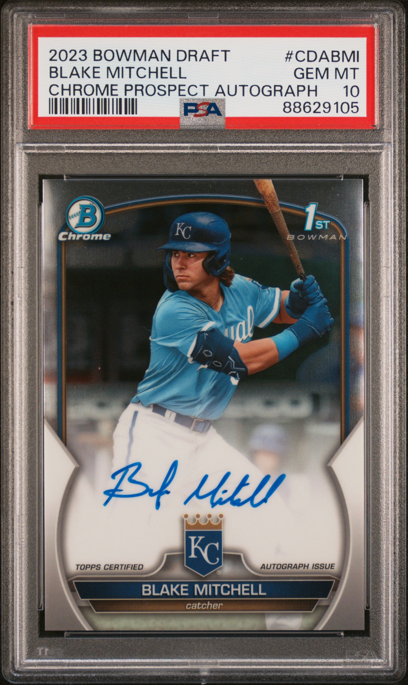 2023 Bowman Draft Chrome Prospect Autograph Blake Mitchell #Cdabmi Gem Mt 10 front