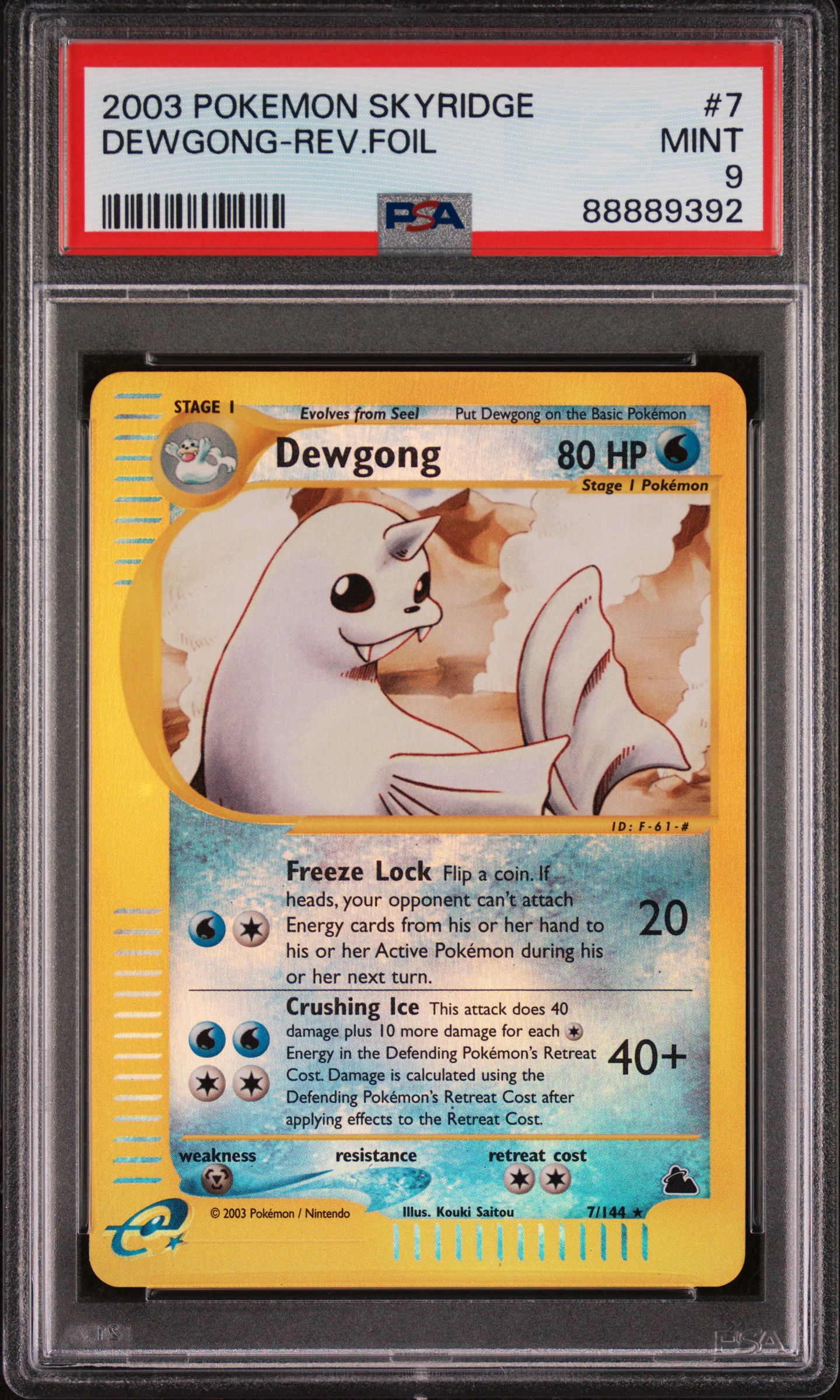 2003 Pokemon Skyridge #7 Dewgong-Reverse Foil – PSA MINT 9