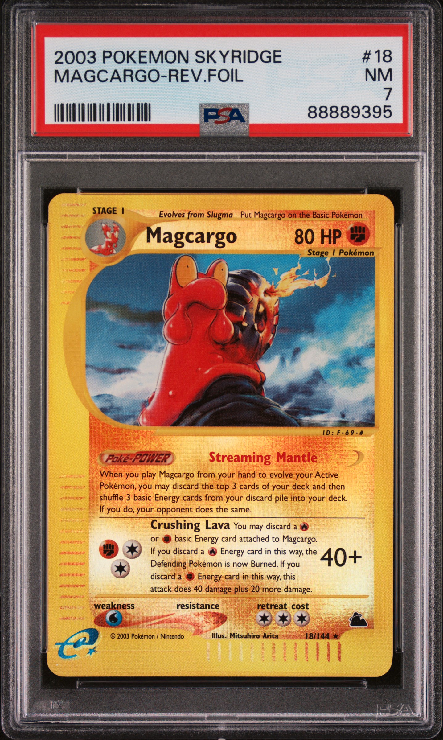 2003 Pokemon Skyridge #18 Magcargo-Reverse Foil – PSA NM 7
