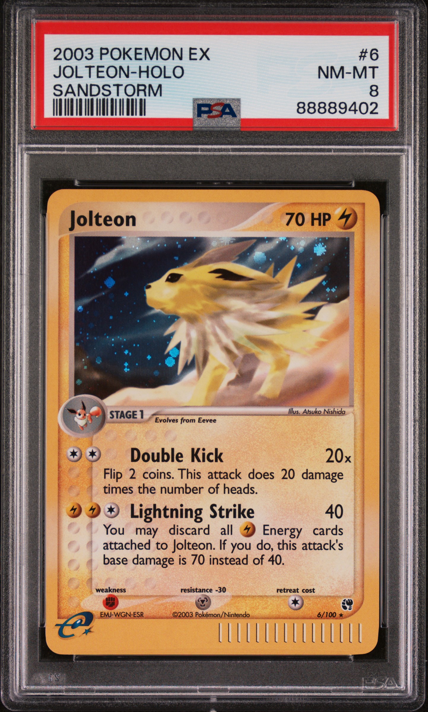 2003 Pokemon Ex Sandstorm #6 Jolteon-Holo – PSA NM-MT 8