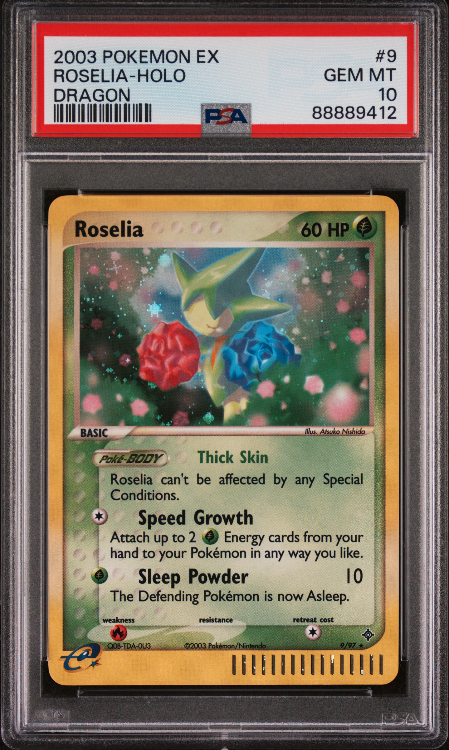 2003 Pokemon Ex Dragon #9 Roselia-Holo – PSA GEM MT 10