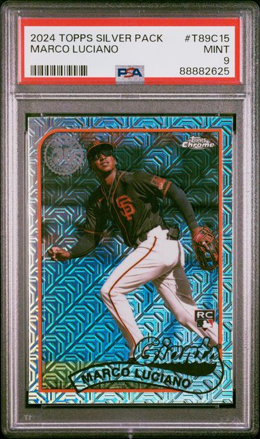 2024 Topps Silver Pack 1989 Chrome Promo Marco Luciano #T89C15 Mint 9 front