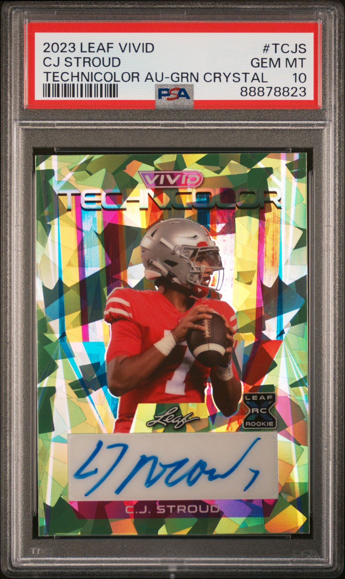 2023 Leaf LEAF VIVID TECHNICOLOR AUTOGRAPHS GRN CRYSTAL #TCJS Cj Stroud front