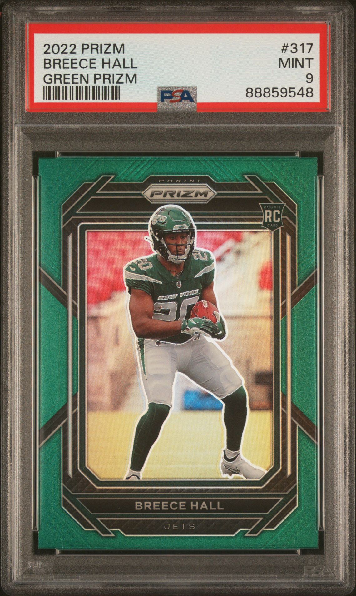 2022 Panini Prizm GREEN PRIZM #317 Breece Hall front