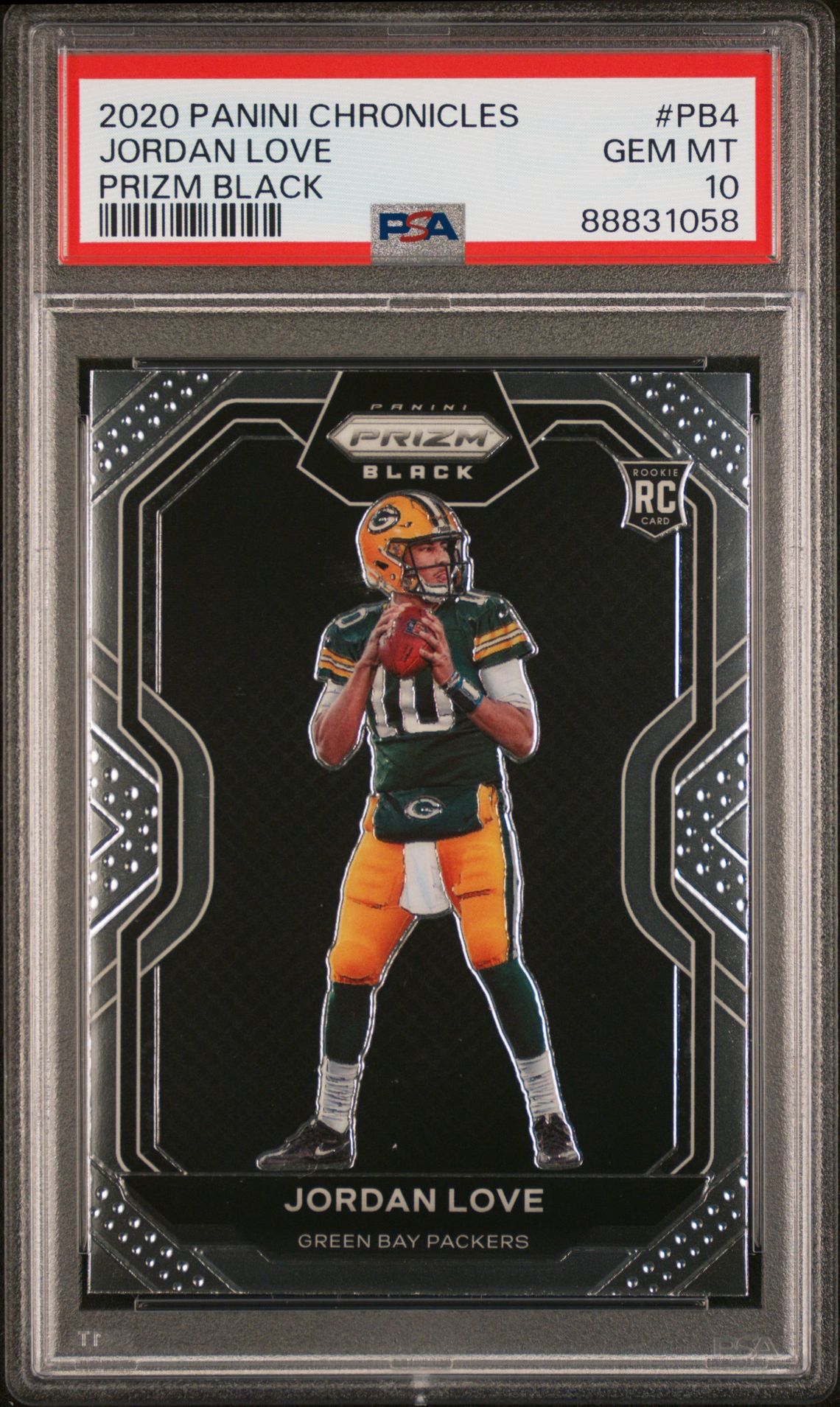 2020 Panini Chronicles Prizm Black Jordan Love #Pb4 (Prizm Black) Gem Mt 10 front