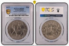 1977 25p Jubilee Cu/Ni S-LL2 MS65