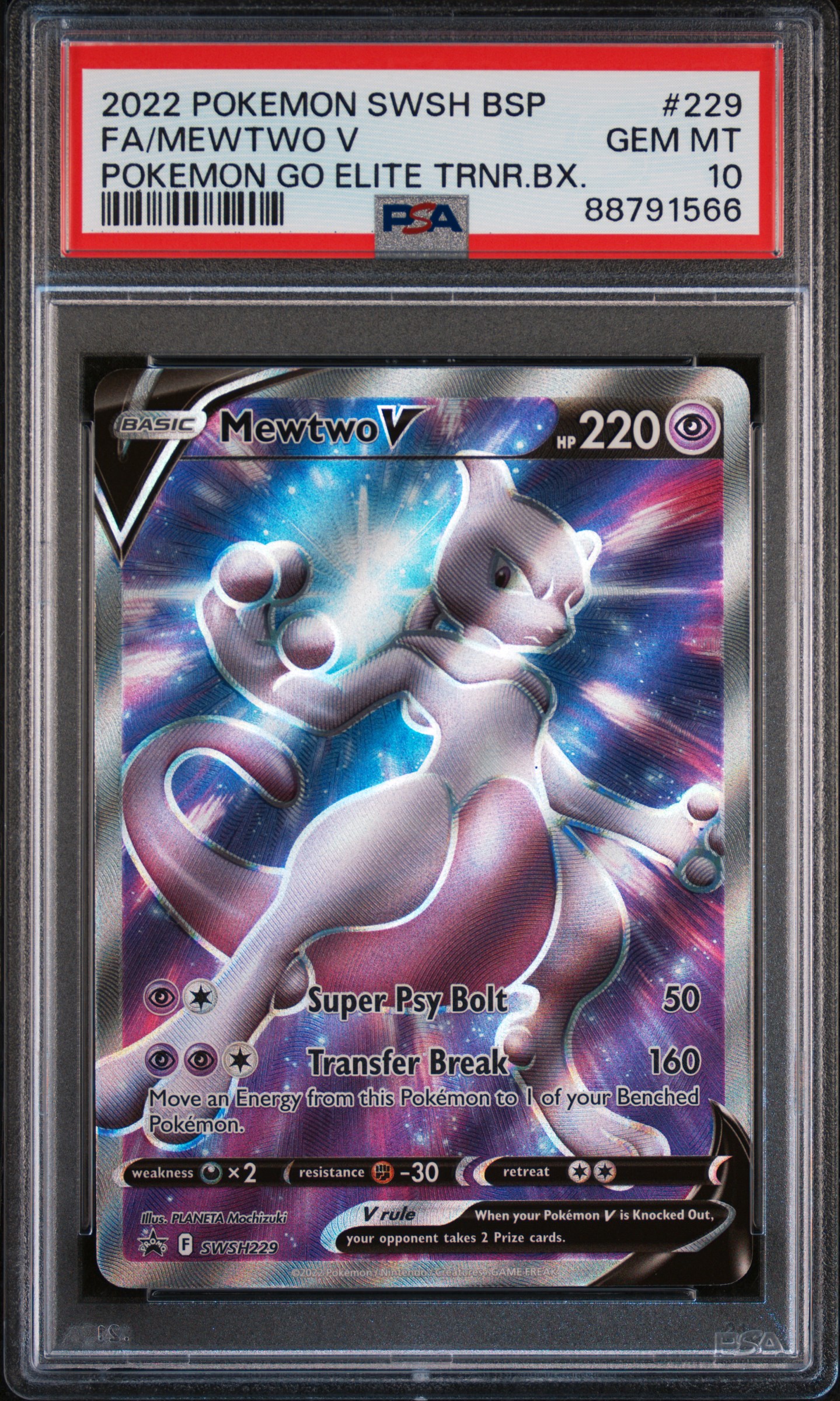 2022 Pokemon Swsh Black Star Promo Pokemon Go Elite Trainer Box 229 Full Art/Mewtwo V – PSA GEM MT 10