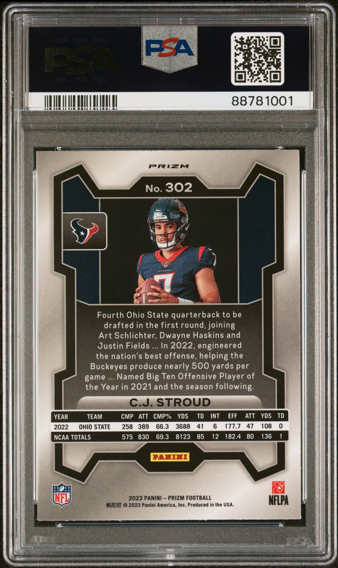 2023 Panini Prizm Cj Stroud #302 (Variation) Mint 9 back