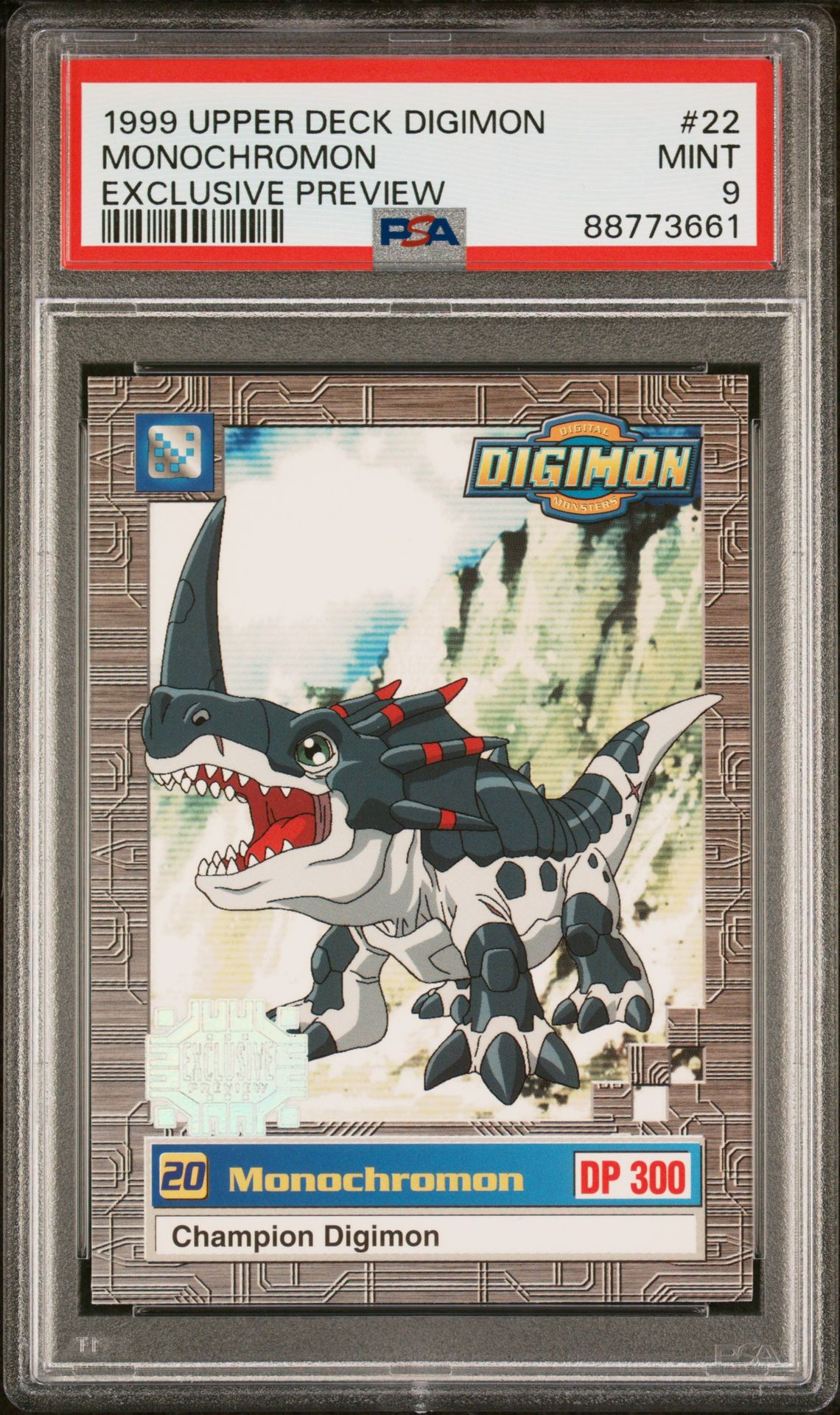 1999 Upper Deck UPPER DECK DIGIMON EXCLUSIVE PREVIEW #22 Monochromon front