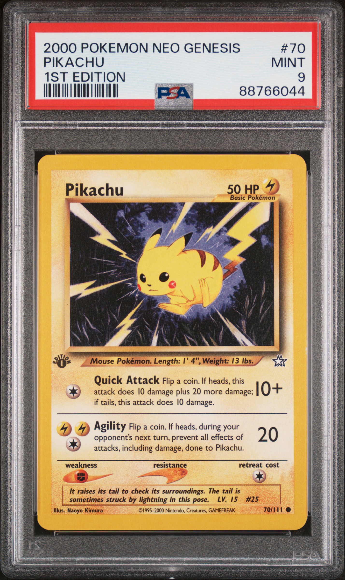 2000 Pokemon Neo Genesis 1st Edition #70 Pikachu – PSA MINT 9