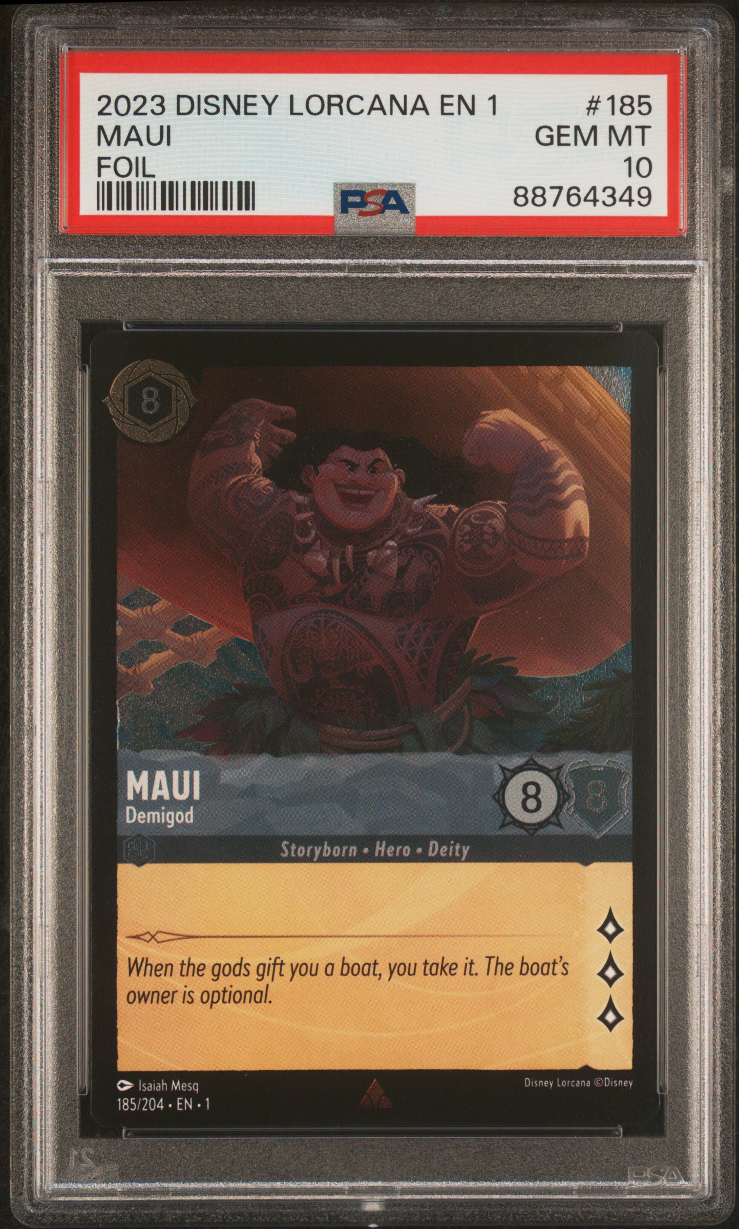 2023 Disney Lorcana En 1-The First Chapter Foil #185 Maui - Demigod – PSA GEM MT 10