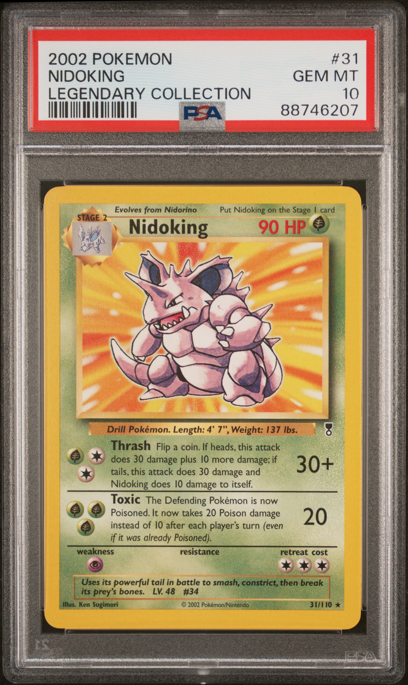 2002 Pokemon Legendary Collection 31 Nidoking – PSA GEM MT 10