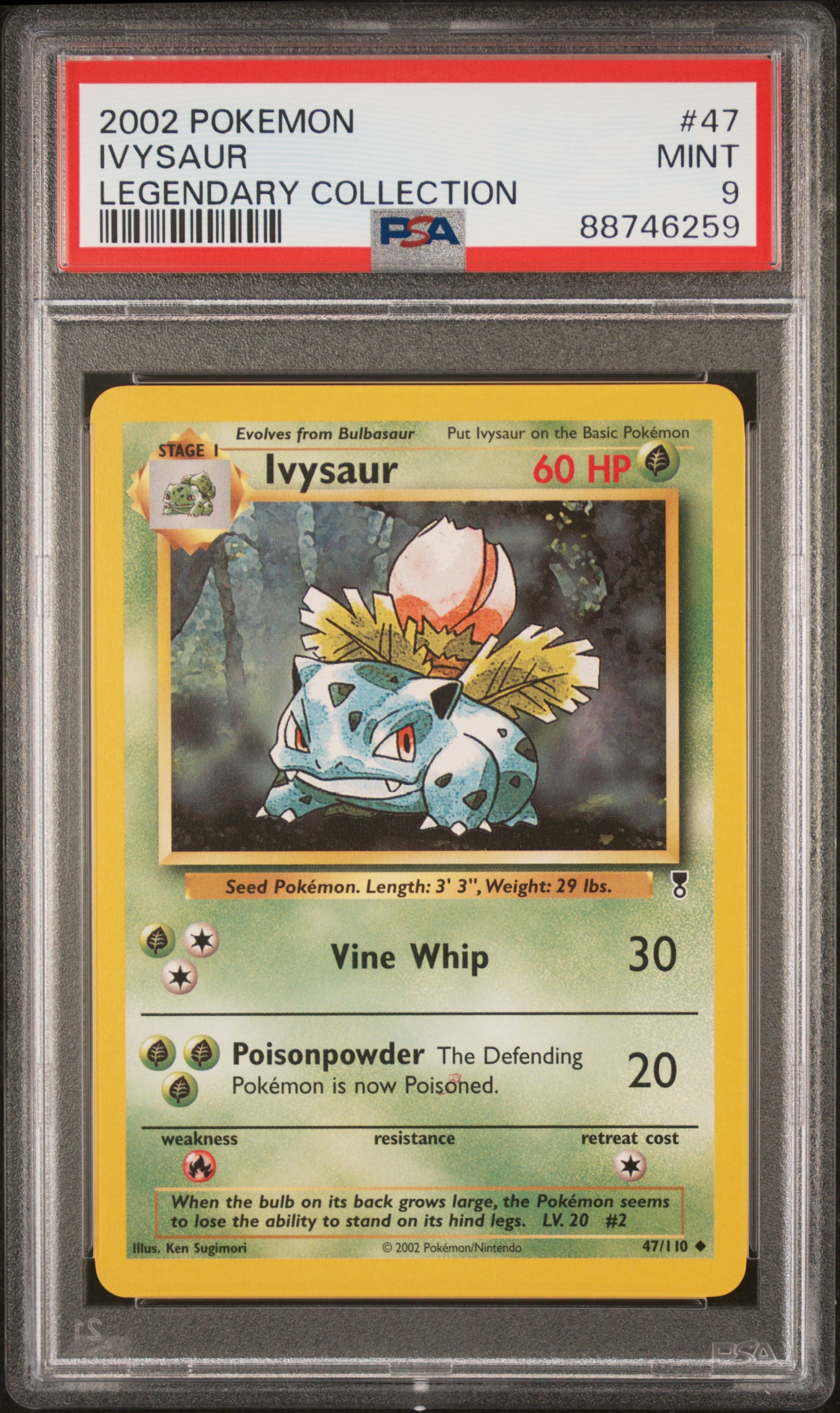 2002 Pokemon Legendary Collection 47 Ivysaur – PSA MINT 9