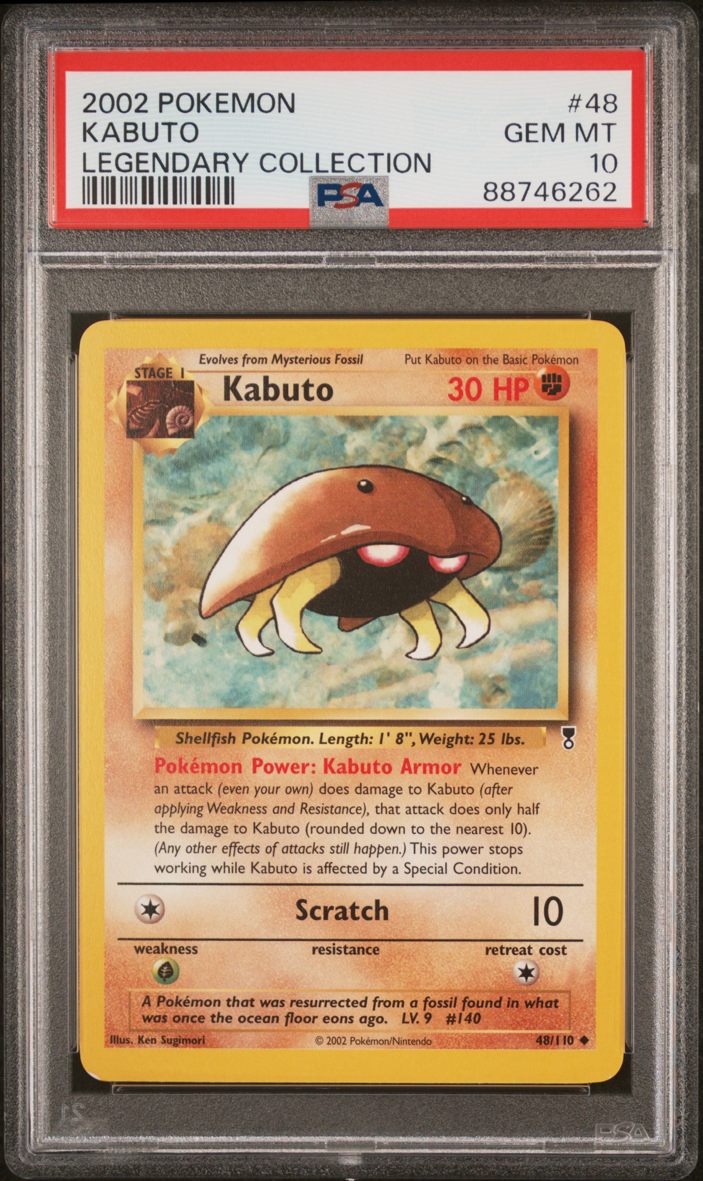 2002 Pokemon Legendary Collection 48 Kabuto – PSA GEM MT 10