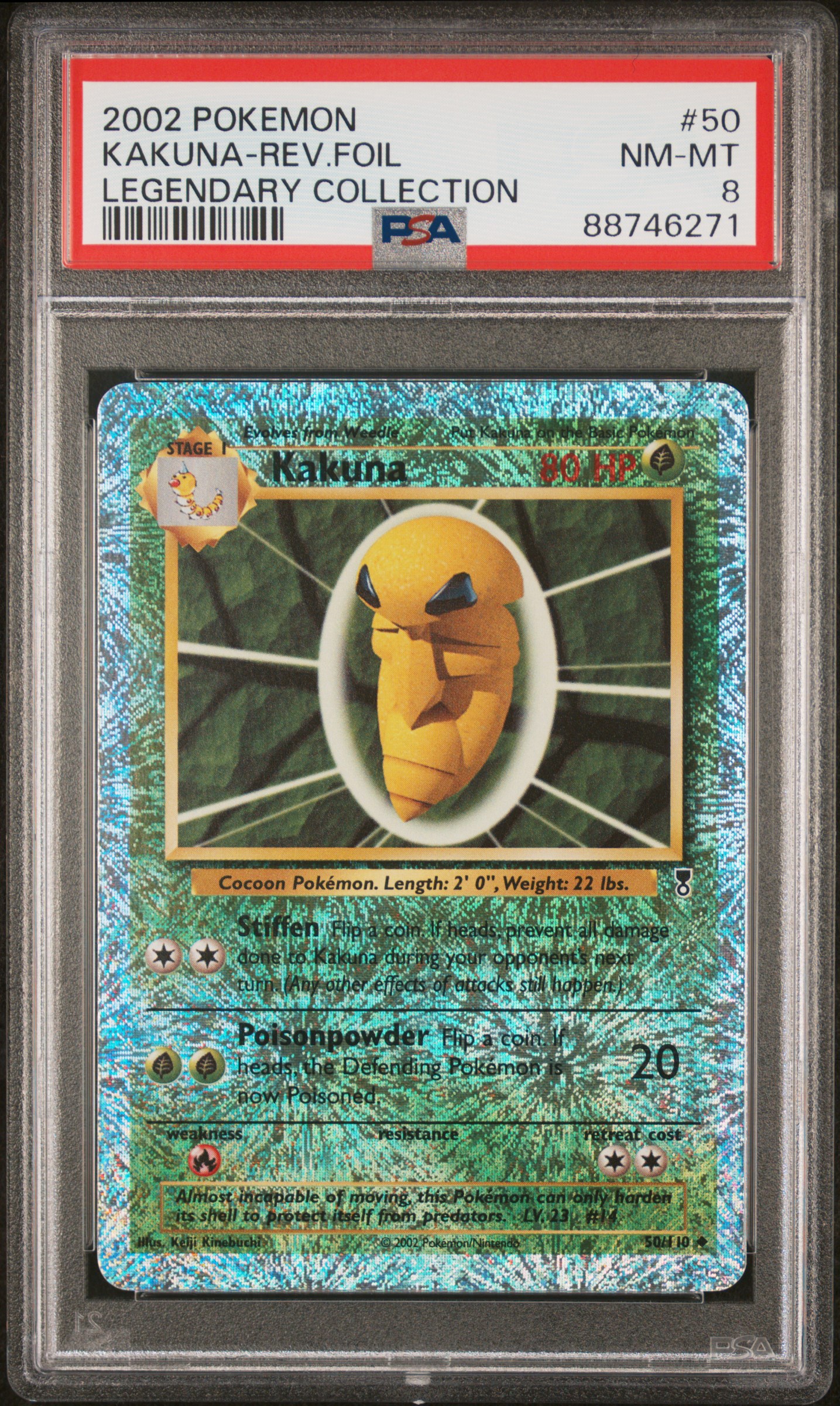 2002 Pokemon Legendary Collection Reverse Foil #50 Kakuna – PSA NM-MT 8