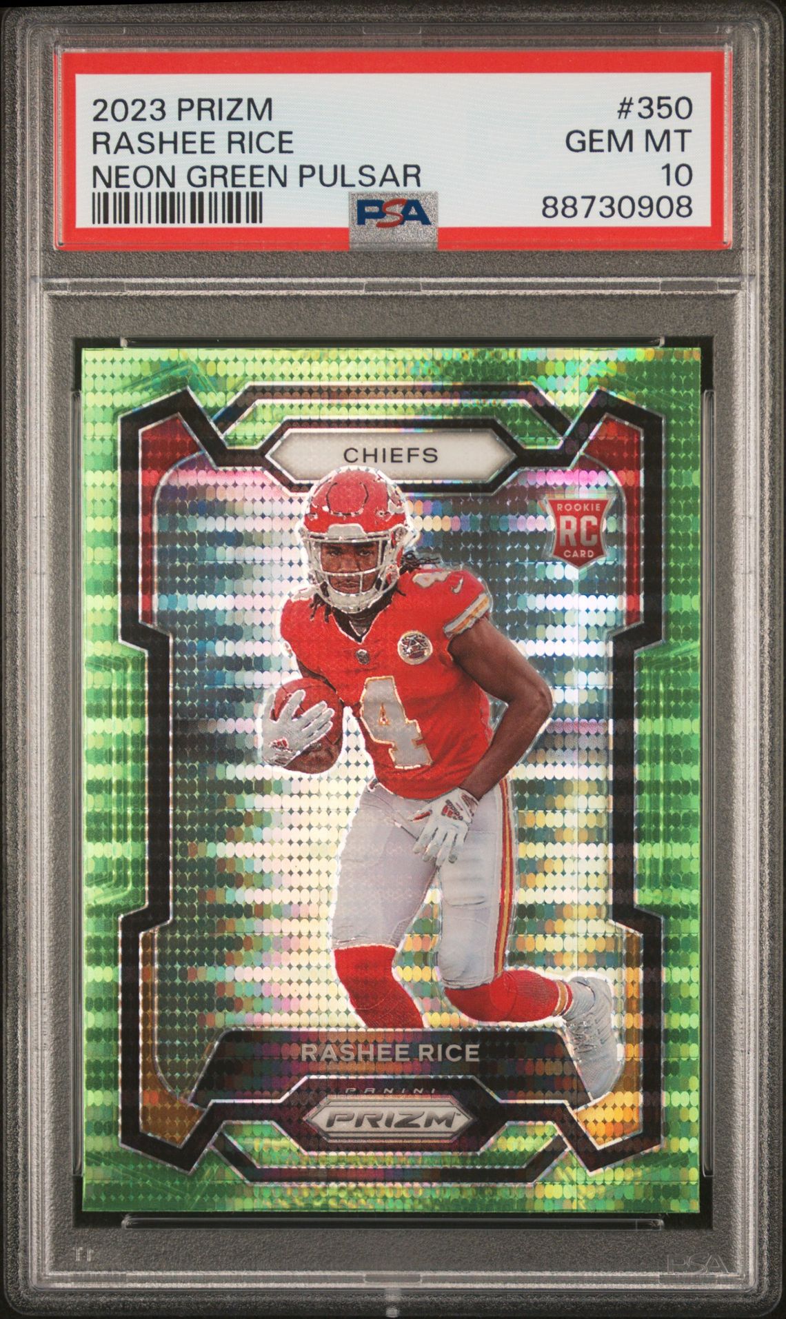 2023 Panini Prizm Rashee Rice #350 (Neon Green Pulsar) Gem Mt 10 front